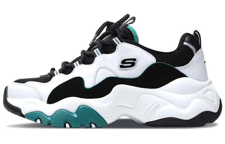 Skechers D'Lites 3.0 Low Running Shoes Black/White/Green