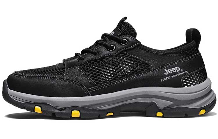 Jeep Cushioned Wear-Resistant Breathable Low-Top Casual Shoes Men's Black