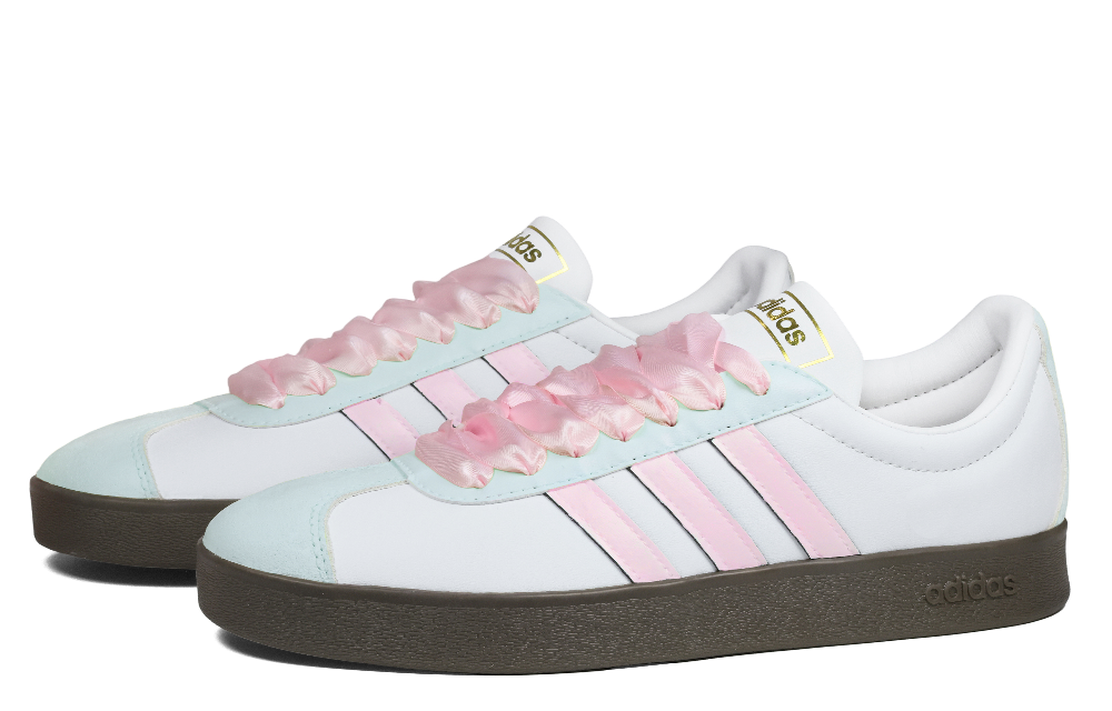 Adidas Neo VL Court 2.0 Wearable, Minty Me Mei Anti Slip Wear Resistant Low Top Skateboard Shoes Unisex Blue Pink
