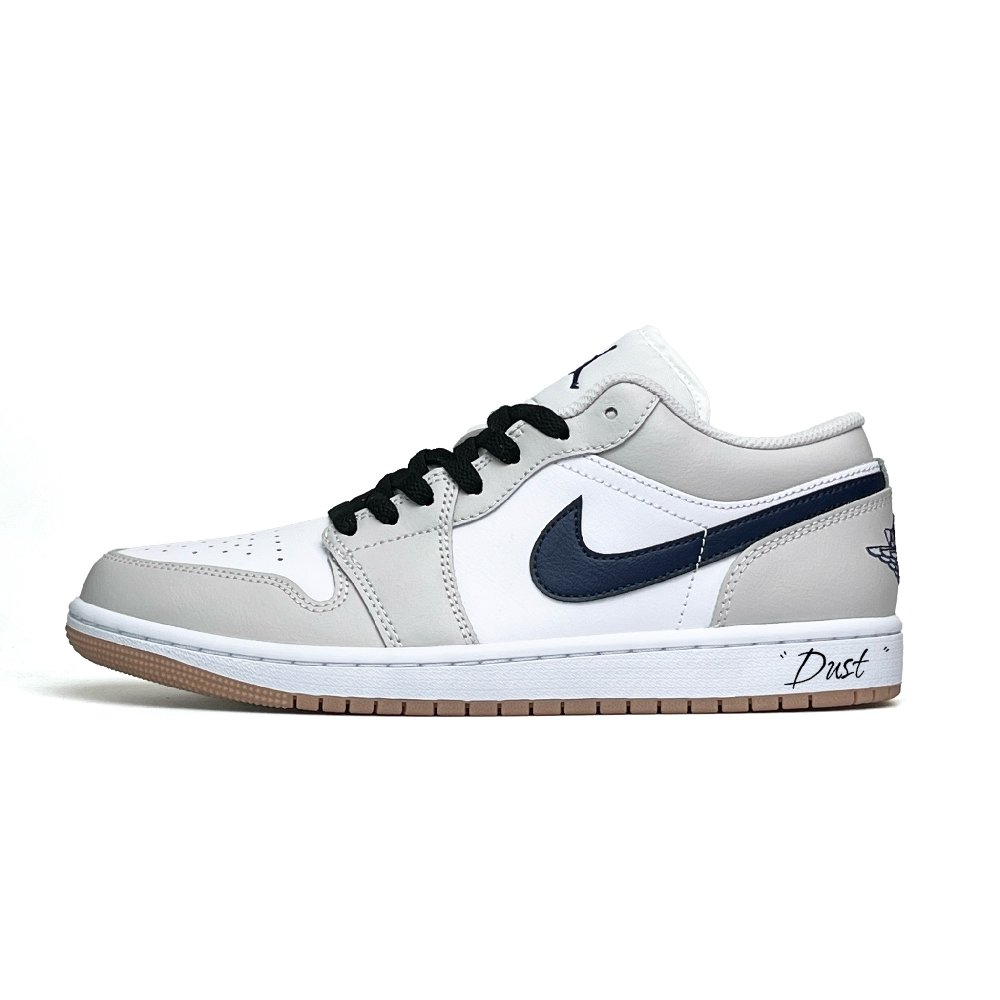 Jordan Air Jordan 1 Slip Resistant Abrasion Resistant Low top Vintage Basketball Shoes Men's White Gray