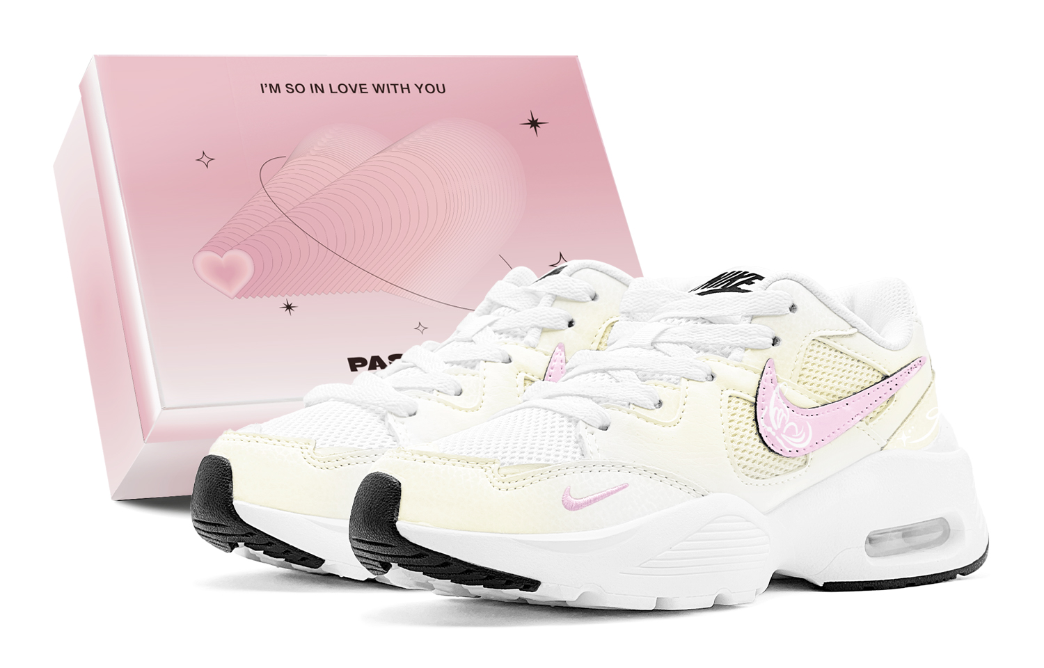 Nike Air Max Fusion Cushioning Abrasion Resistant Lightweight Low top Running Shoes Women's Pink Yellow