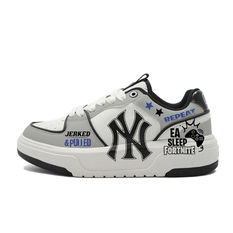 MLB Chunky Liner Abrasion Resistant Low Top Skateboard Shoes Unisex Gray White