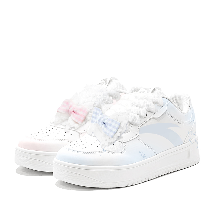 Anta Relaxed Anti Slip Wear Resistant Low Top Skateboard Shoes Unisex Blue Pink Mismatched