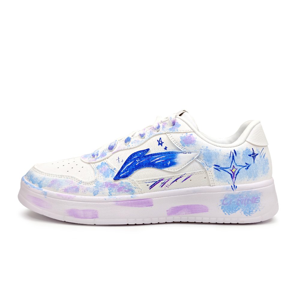 LiNing Pontoon Boats Lightweight Breathable Height Increasing Low Top Skateboard Shoes Unisex White