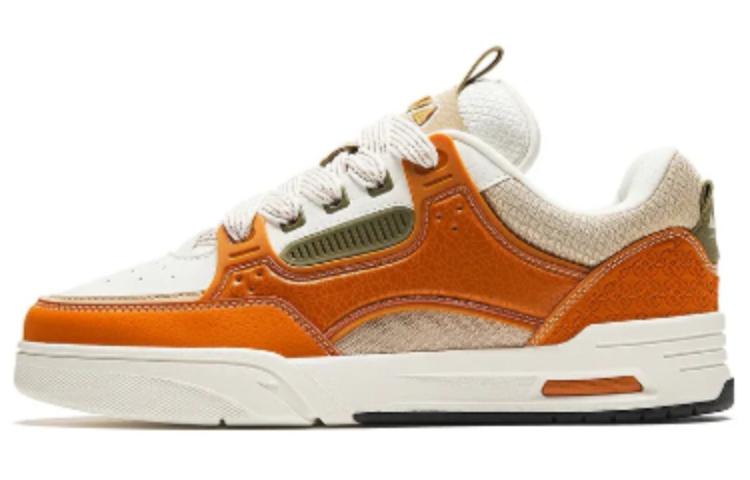 Anta AOJIE Cushioning Wear-Resistant Low-Top Skateboard Shoes Men's Orange White
