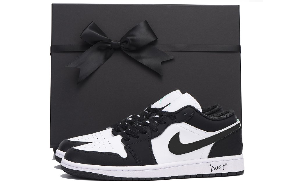Jordan Air Jordan 1 Slip-Resistant Coverage Balance Impact-Resistant Low-Top Vintage Basketball Shoes Men's Black White