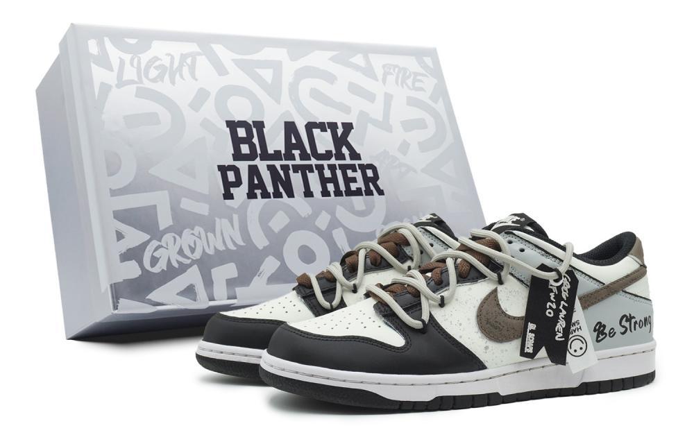 Nike Dunk Low-Top Skateboard Shoes Men's Black White Brown
