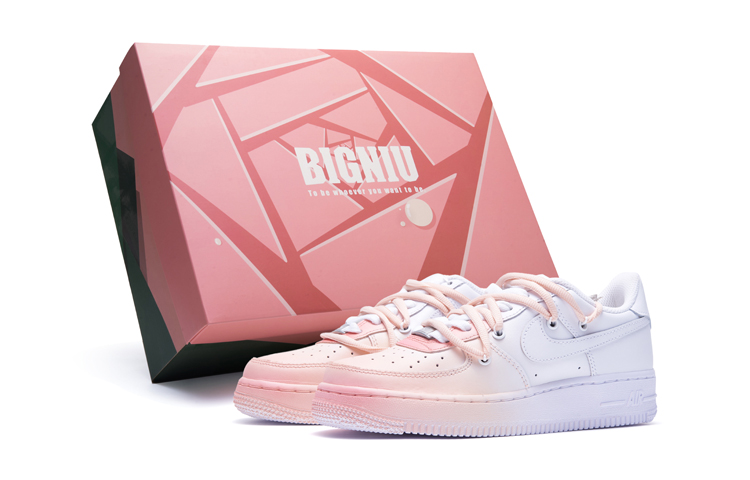 Nike Air Force 1 LE Air Force 1 Slip Resistant Cushioning Abrasion Resistant Low Top Skateboard Shoes GS Pink White