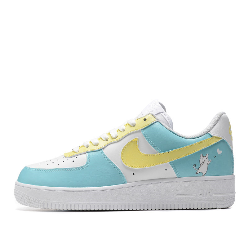 Nike Air Force 1 '07 Air Force 1 Low-Top Skateboard Shoes Men's White Yellow Blue