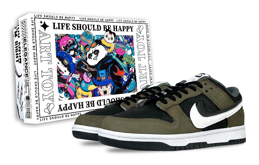 Nike Dunk Skateboard Shoes Unisex Low Top Black White Brown