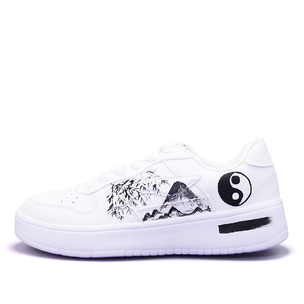LiNing Pontoon Boats Abrasion Resistant, Lightweight, And Breathable Low Top Skateboard Shoes Unisex White
