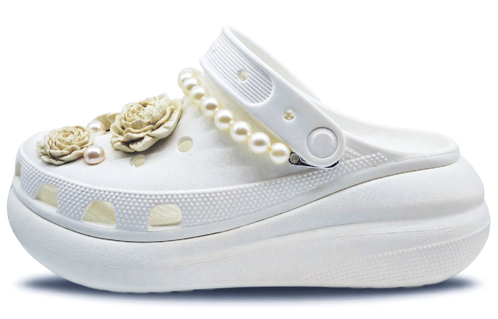 Crocs Crush Clog SIN3A And Heather White Tea Clogs Unisex White