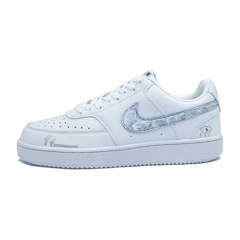 Nike Court Vision White Moonlight Slip Resistant Cushioning Abrasion Resistant Low Top Skateboard Shoes Unisex White