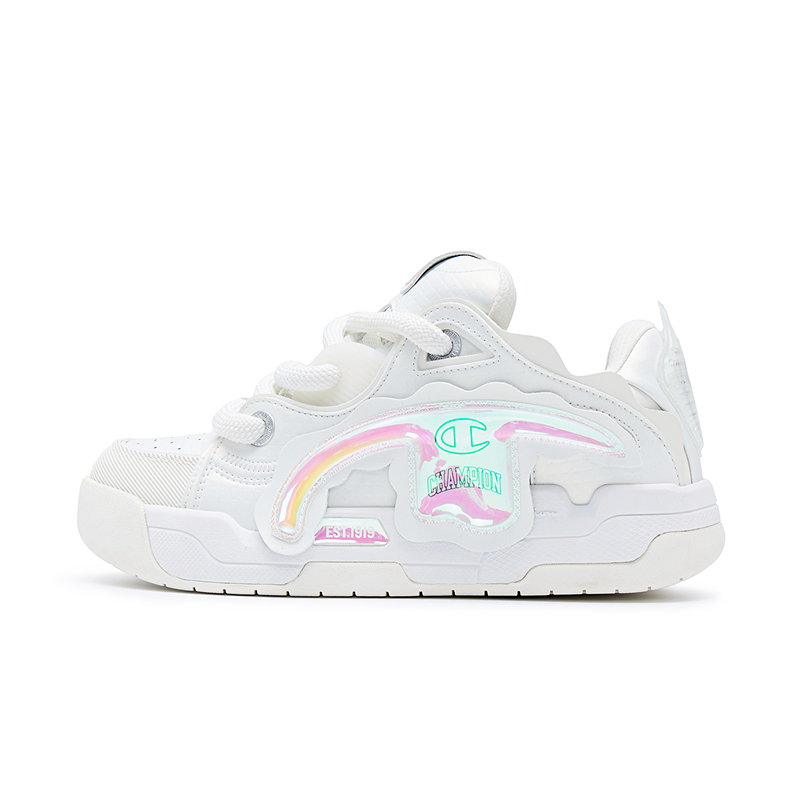 Champion Peel-off Fun TronSkate V1 Low-Top Skateboard Shoes Women's Pearl White/Milk White
