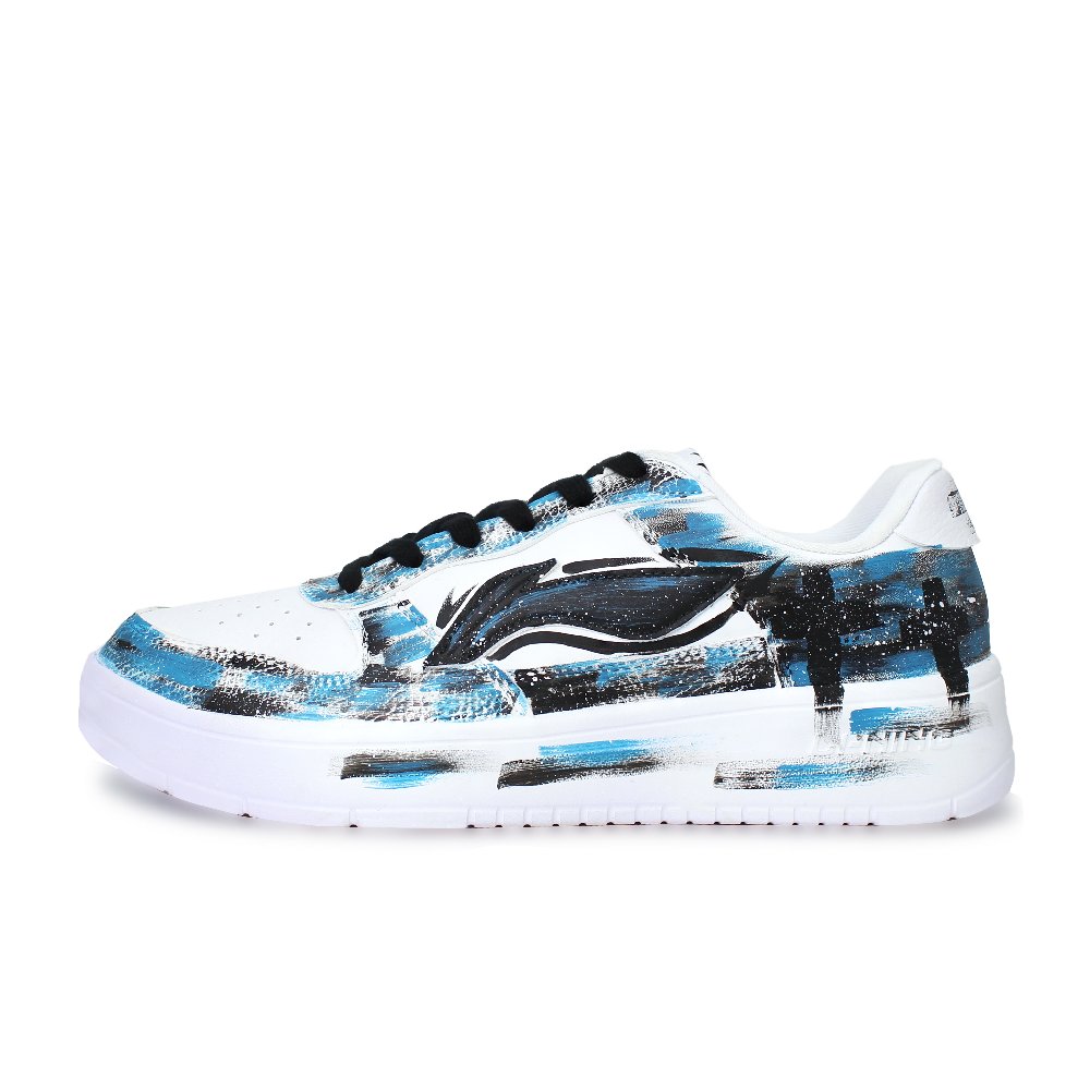 LiNing Pontoon Boats Abrasion Resistant, Lightweight, And Breathable Low Top Skateboard Shoes Unisex White Blue Black