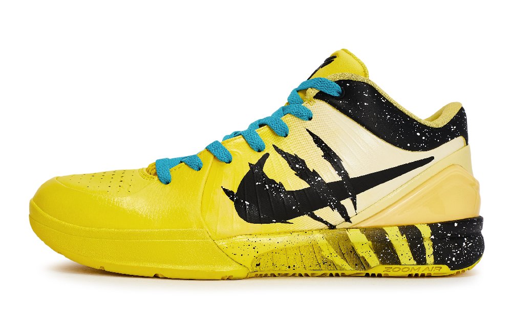 Nike Zoom Kobe 4 Hot Dog & Dawn Claw Abrasion Resistant Low Top Basketball Shoes Unisex Black Yellow Blue