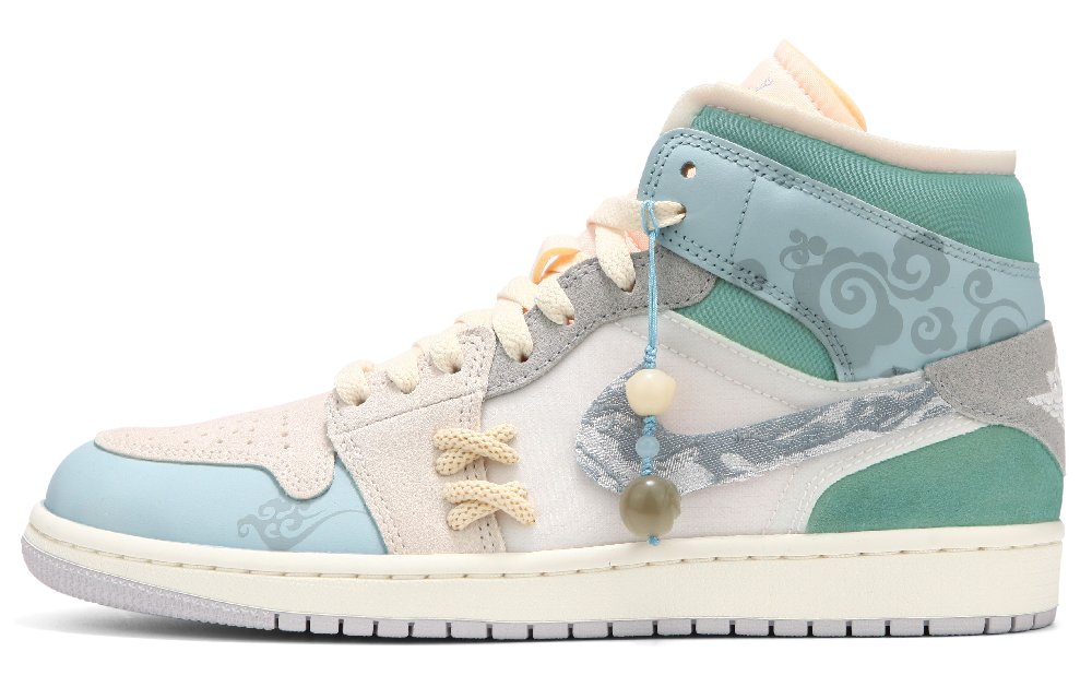JORDAN Air JORDAN 1 Vintage Basketball Shoes Men Mid-Top Blue-gray White