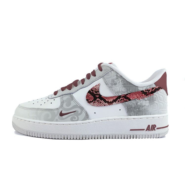 Nike Air Force 1 CNY 'Year Of The Snake' Anti-Slip Wear-Resistant Low-Top Skateboard Shoes Unisex White Gray