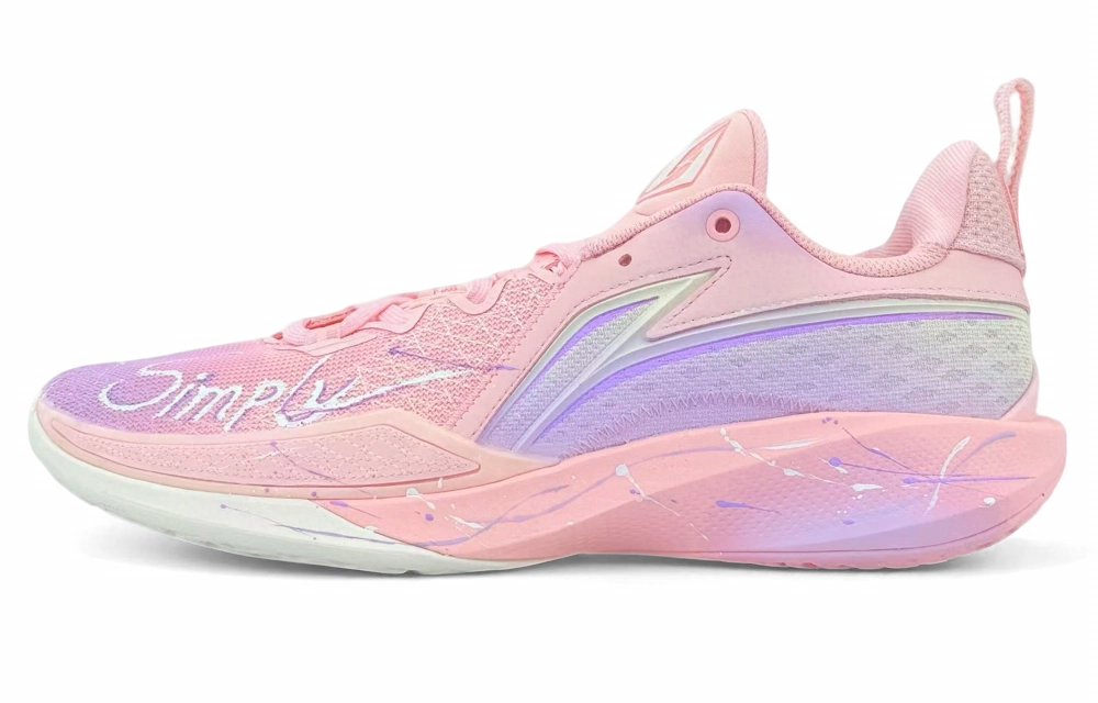 LiNing Speed Ling 2 Cushioning, Slip Resistant, Rebound Low top Basketball Shoes Men's Pink Purple