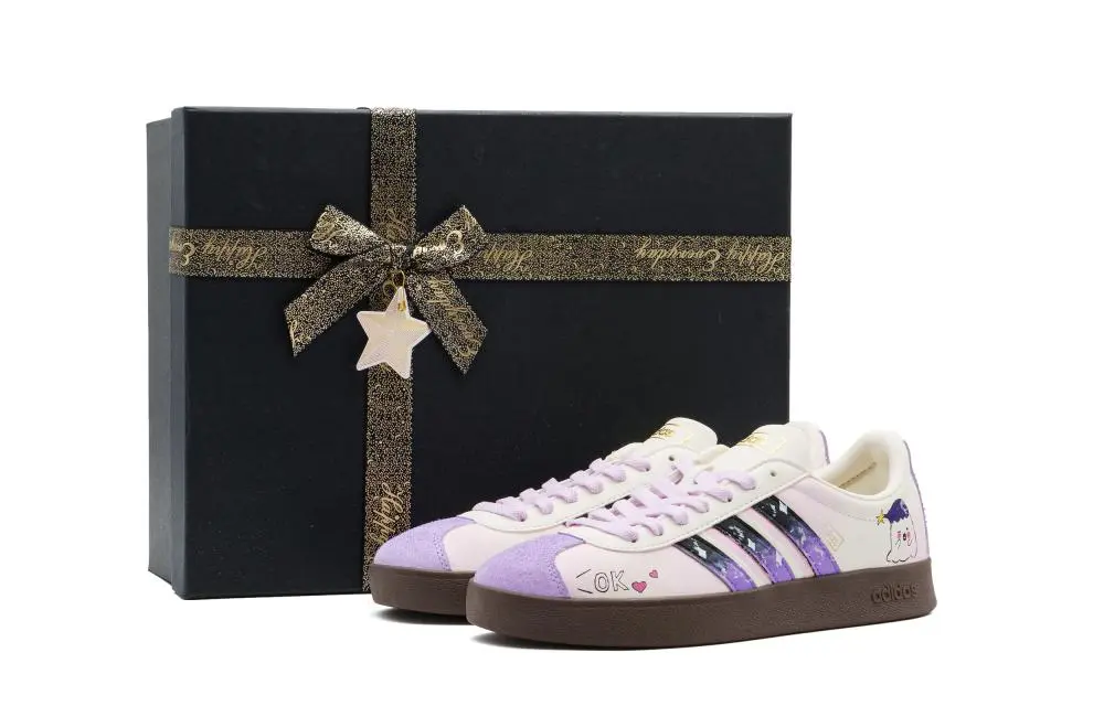 Adidas Vl Court Classic Abrasion Resistant Low Top Skateboard Shoes Unisex Violet