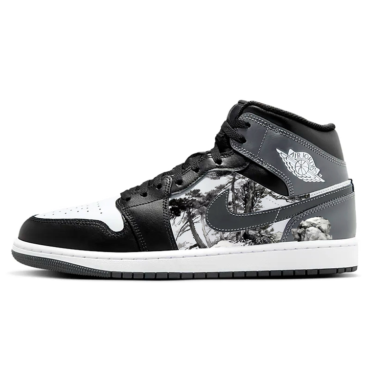 Jordan Air Jordan 1 Cushioning Anti-Slip And Wear-Resistant Mid-Top Vintage Basketball Shoes Unisex Black White купить в интернет-магазине Yoocart с быстрой доставкой по России.
