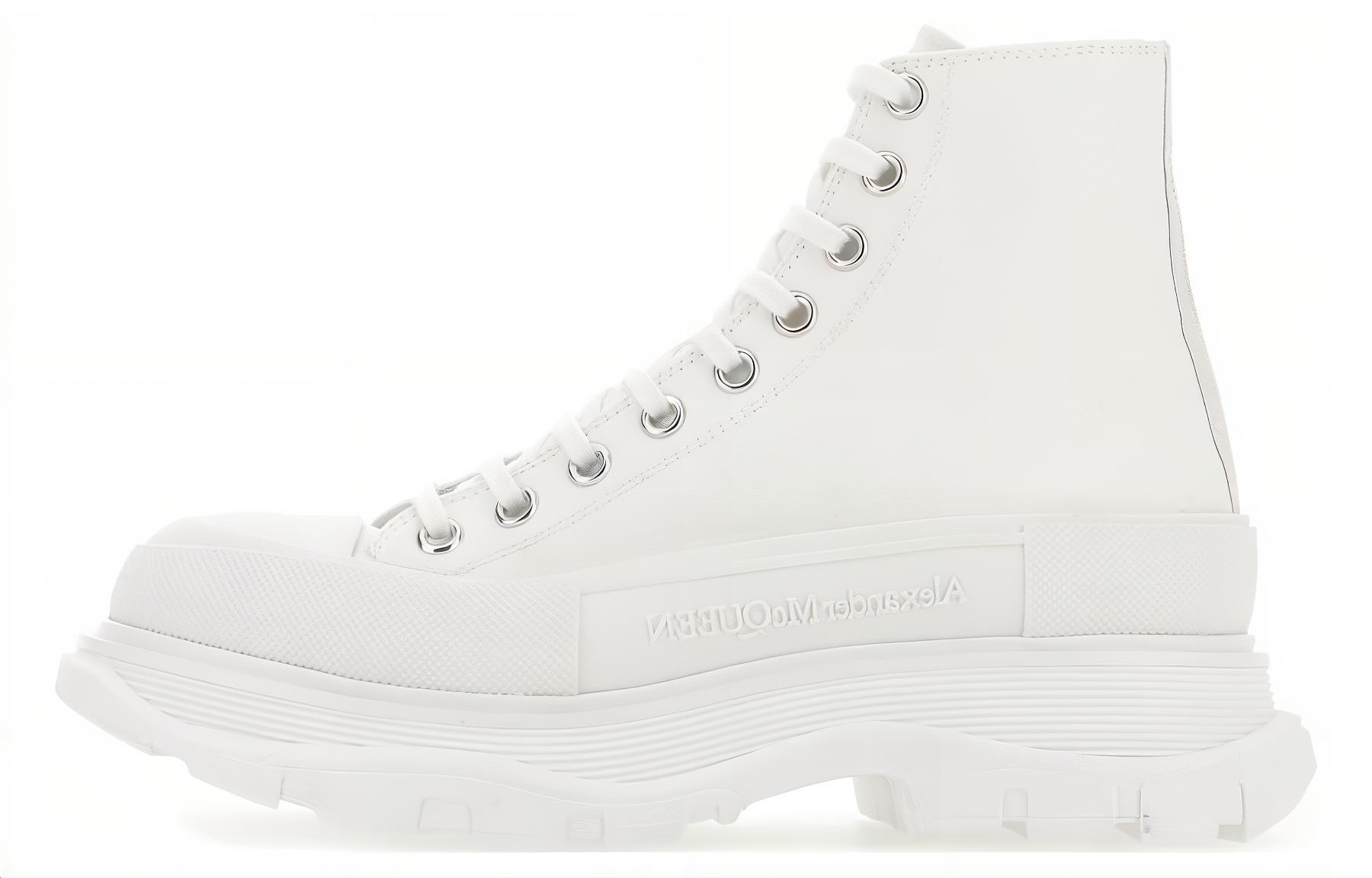 Alexander McQueen Canvas Tread Slick High Top Sneakers 'White'