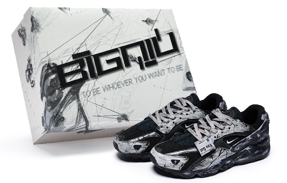 Nike Air Huarache Cushioning Wear-Resistant Low-Top Casual Running Shoes Unisex Black Gray