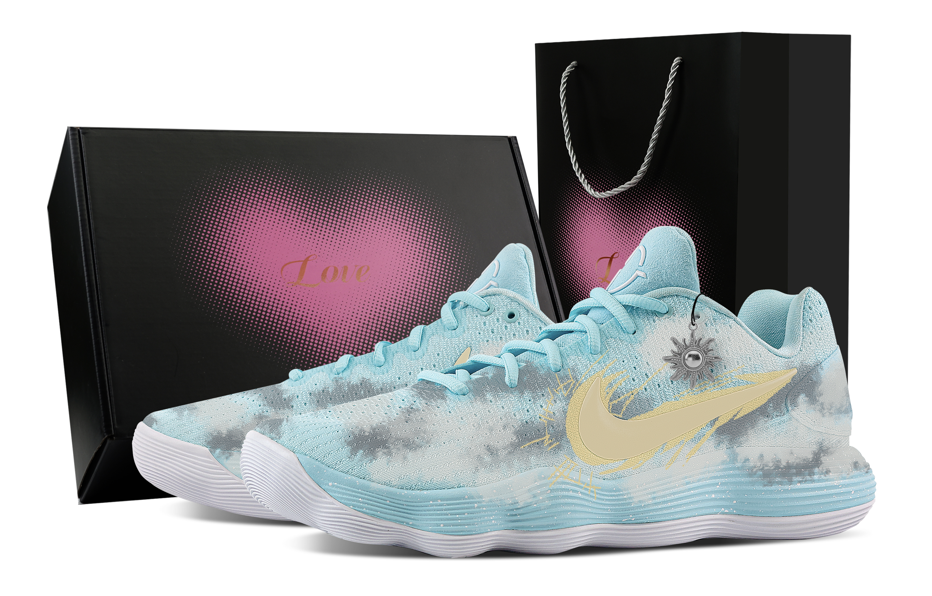 Nike Hyperdunk 2017 Feicheng Sunshine, Heart Box Cushioning Support Low top Basketball Shoes Men's
