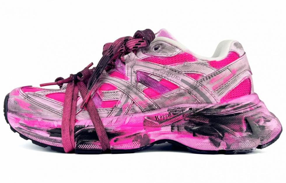 Kappa Cushioning, Slip Resistant, And Abrasion Resistant Low Top Chunky Sneakers Unisex Pink