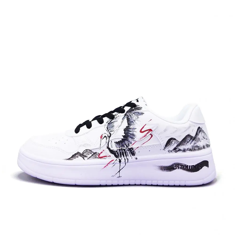 LiNing Pontoon Boats Abrasion Resistant, Lightweight, And Breathable Low top Skateboard Shoes Unisex White