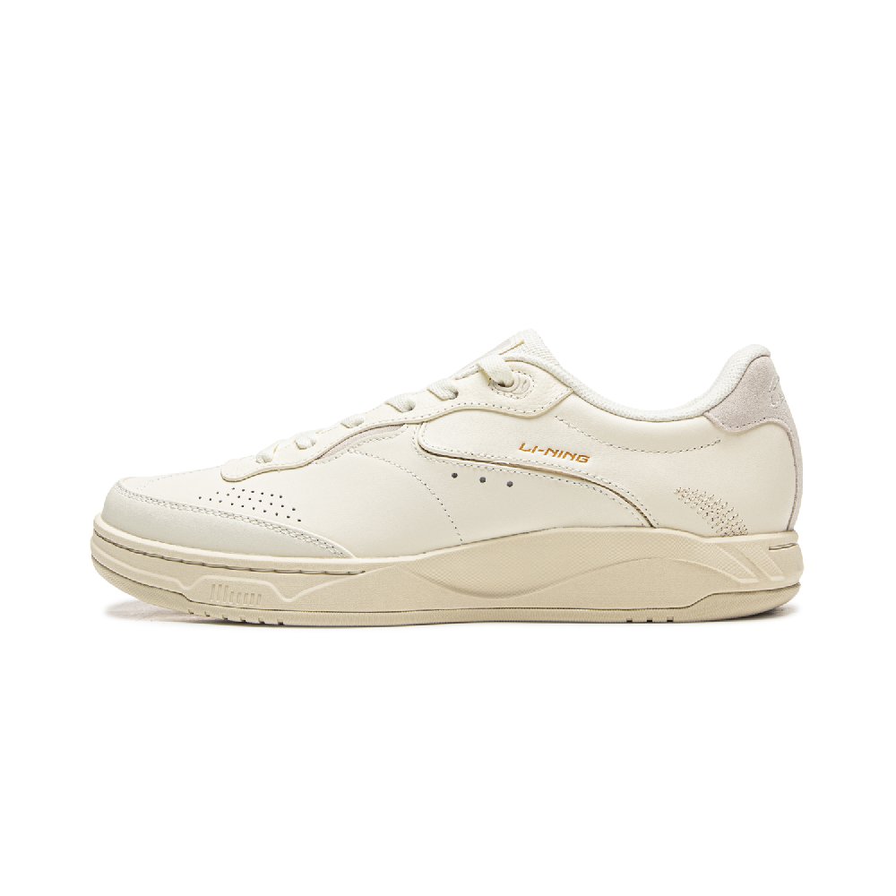 LiNing Slip Resistant Cushioning, Breathable, Height Increasing Low Top Skateboard Shoes Unisex Ecru