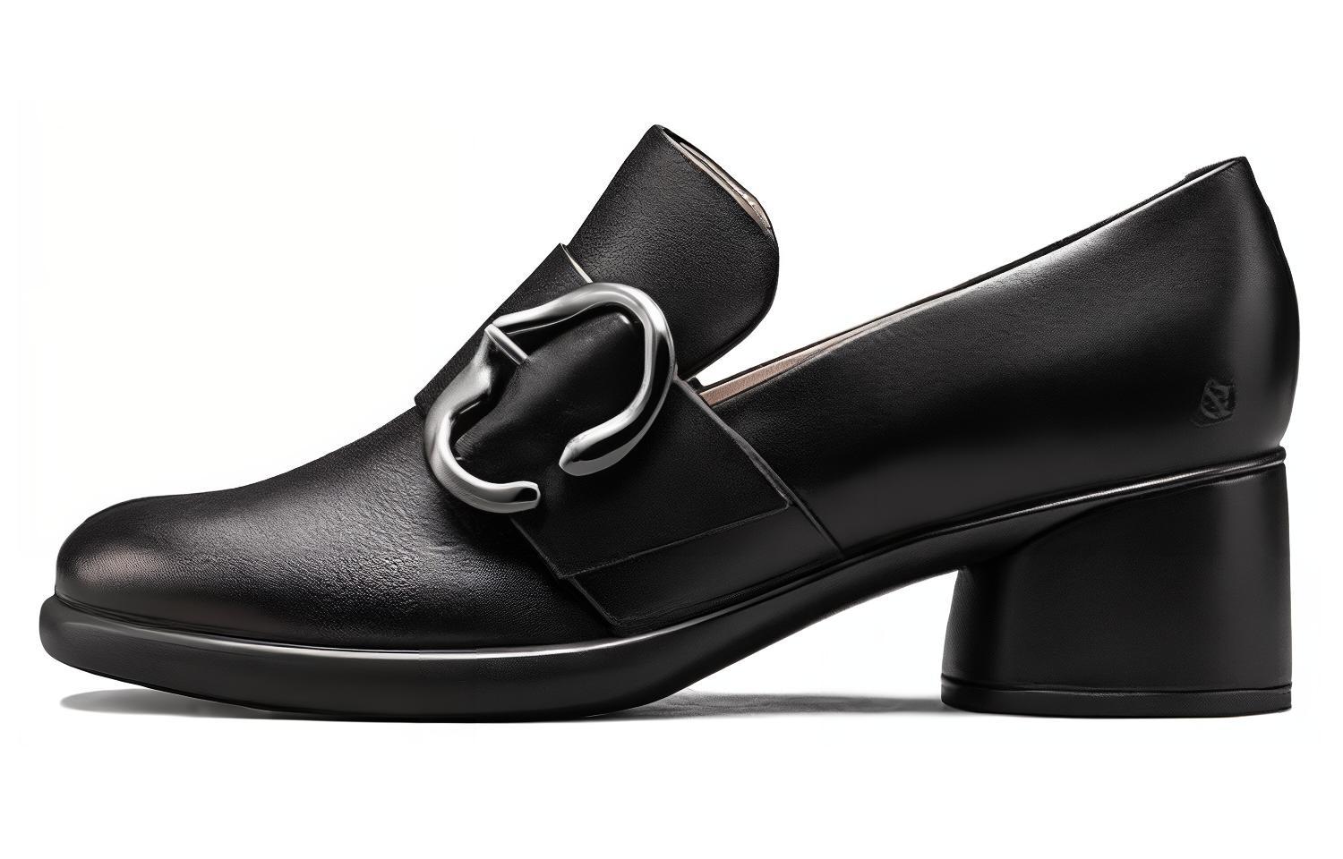 Ecco Chunky Heel Mary Jane Shoes 6.5cm Women's Black