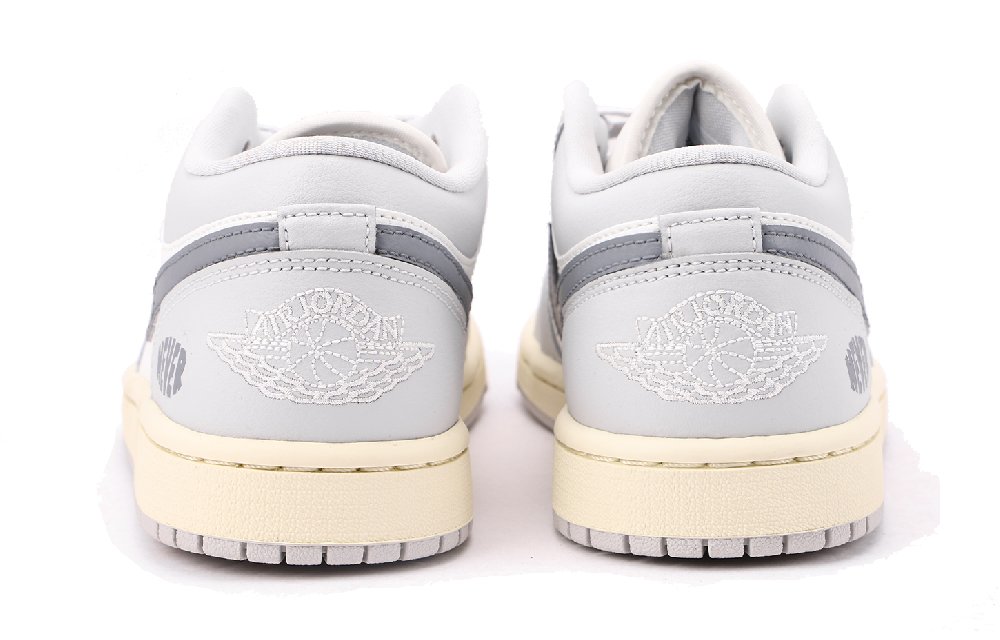 Jordan Air Jordan 1 Slip-Resistant Coverage Low-Top Vintage Basketball Shoes Women's Gray White