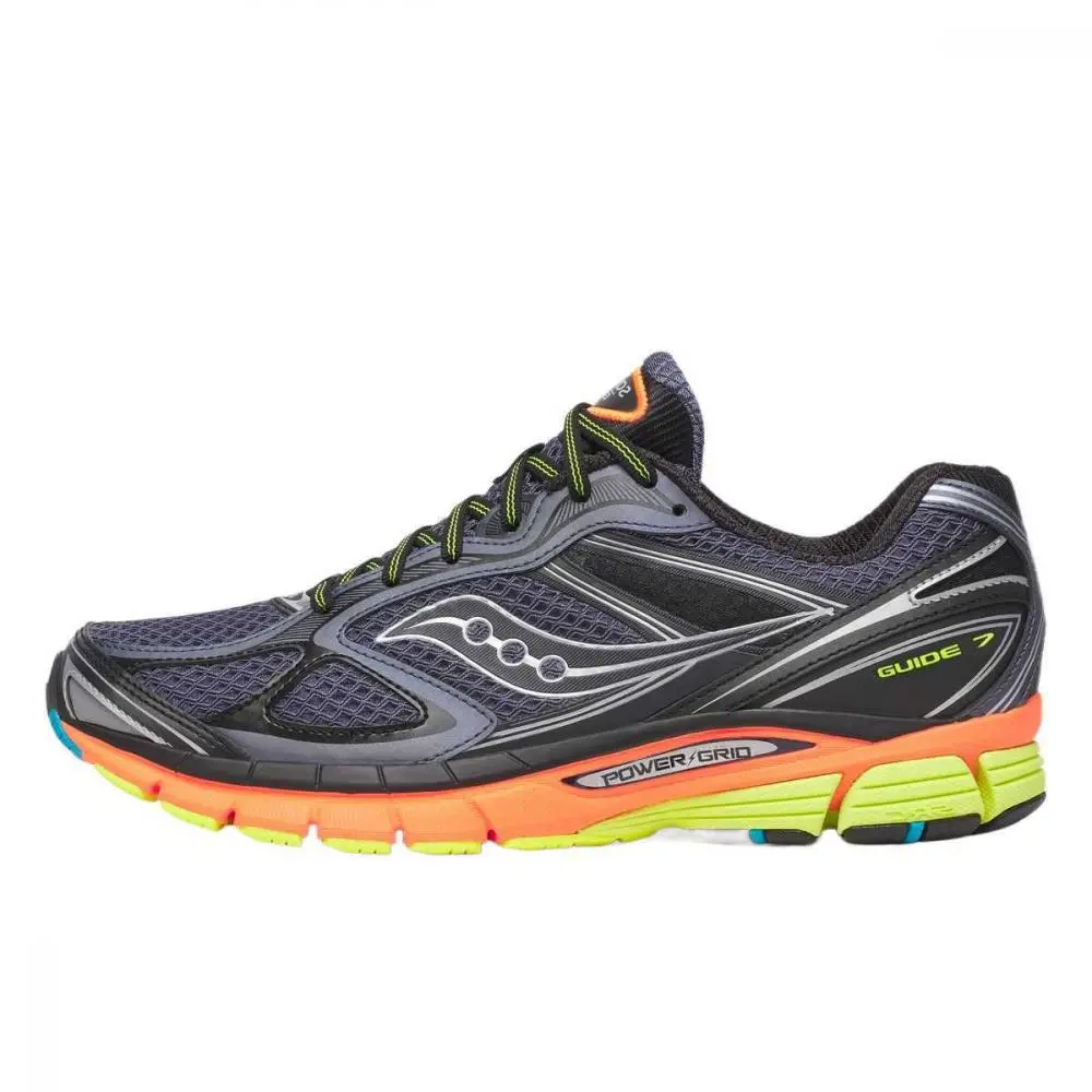 Saucony ProGrid Guide 7 Abrasion Resistant Low top Running Shoes Men's Black