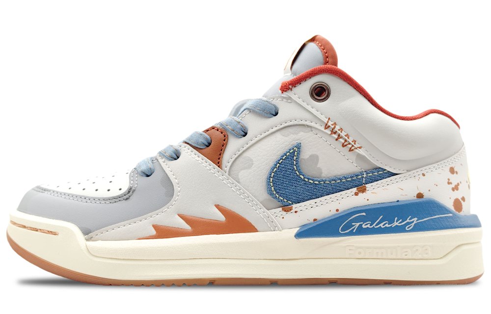 Jordan Stadium 90 Abrasion Resistant Breathable Low Top Basketball Shoes Unisex White Blue Gray