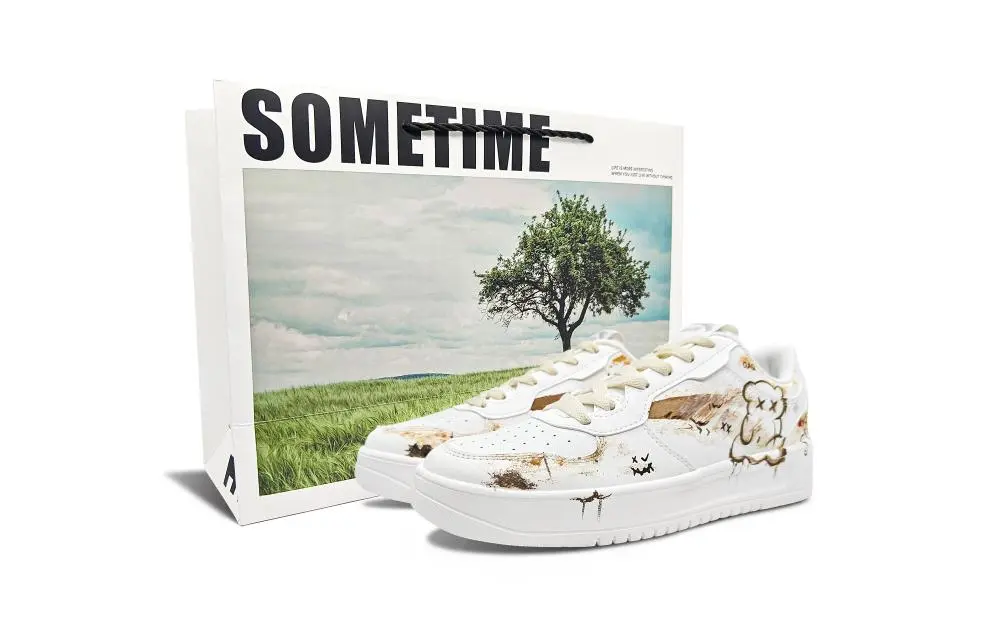 Anta Slip Resistant Cushioning Low Top Skateboard Shoes Unisex White Brown