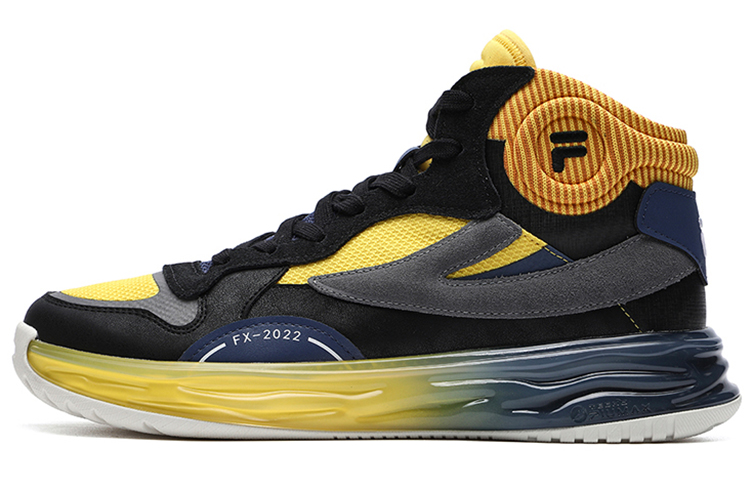 FILA FUSION Vintage Basketball Shoes Men Mid-Top Black/Sunshine Yellow