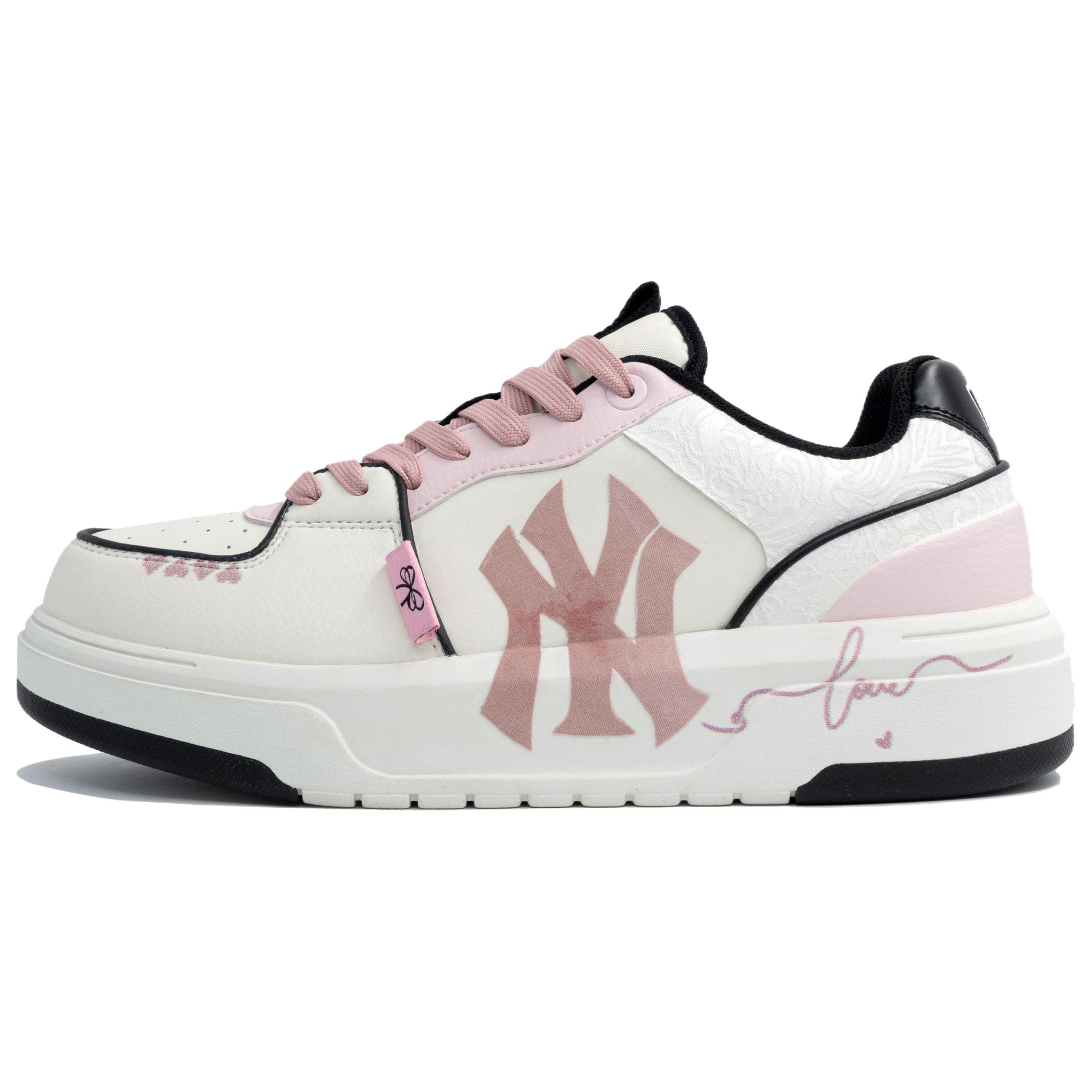 MLB Chunky Liner LTDZ Love, Shopping Bag Anti Slip Wear Resistant Low Top Skateboard Shoes Unisex Pink White