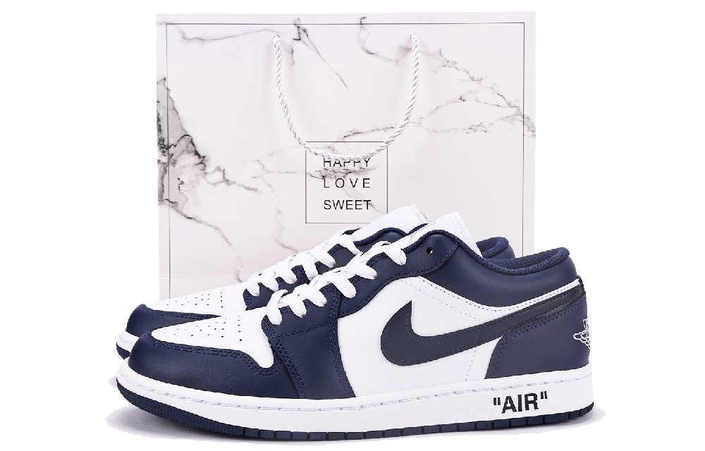 Jordan Air Jordan 1 Low-Top Vintage Basketball Shoes GS White Blue