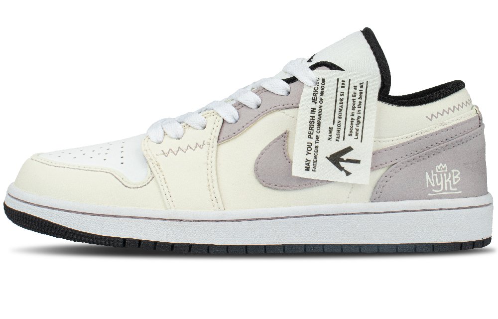 Jordan Air Jordan 1 Abrasion Resistant Low Top Vintage Basketball Shoes Unisex White