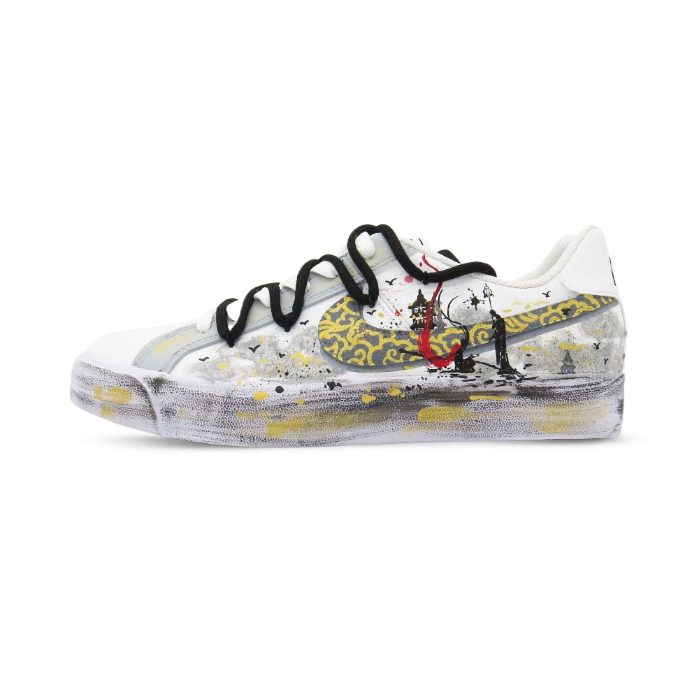 Nike Court Royale Non slip Lightweight Low Top Skateboard Shoes Unisex Gray Gold