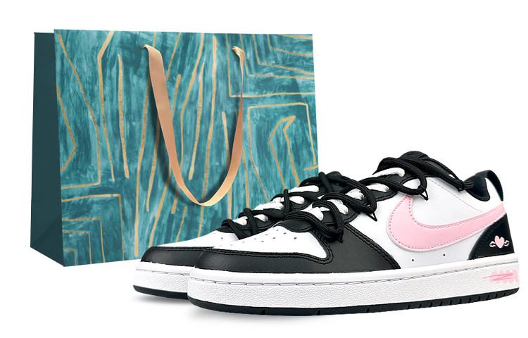 Nike Court Borough Non-slip Lightweight Low-Top Skateboard Shoes Women's Black Pink