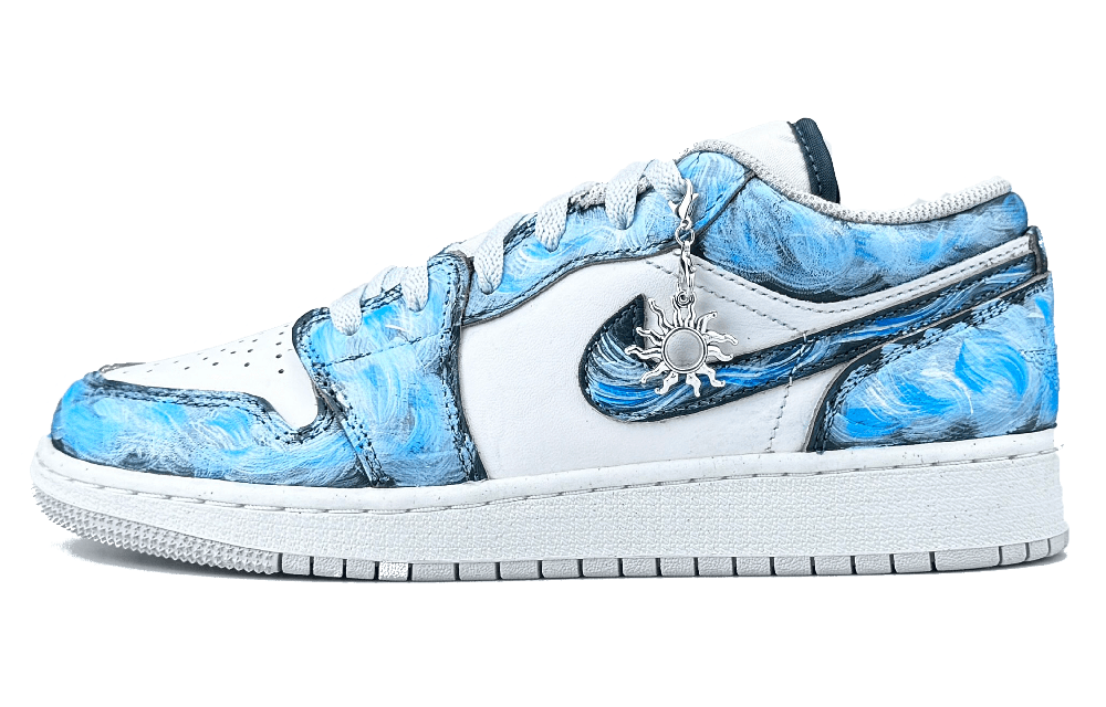 Jordan Air Jordan 1 Abrasion Resistant Low Top Vintage Basketball Shoes Unisex Sky Blue