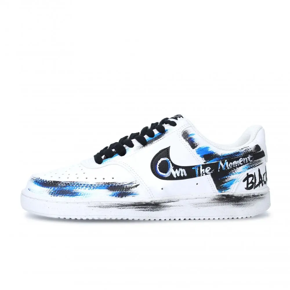 Nike Court Vision 1 Skateboard Shoes Men's Low top White Black Blue