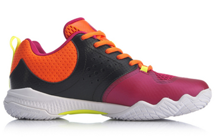 LiNing Battle Halberd TD Rebound Cushioning Breathable Wear-Resistant Low-Top Badminton Shoes Women's Neon Orange
