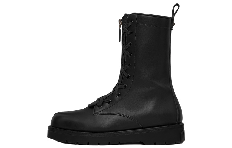Valentino Round Toe Lace-Up Combat Boots