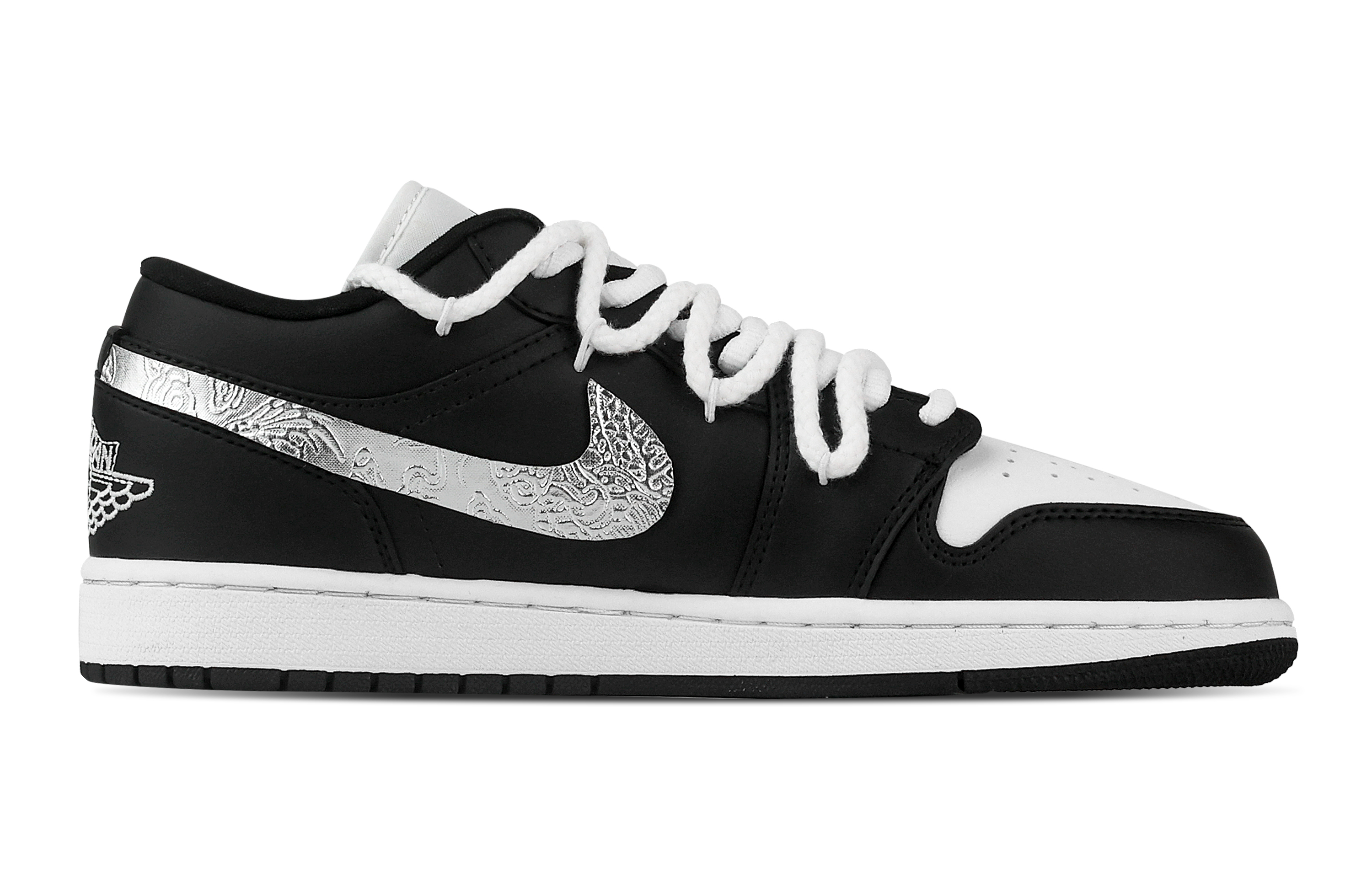Jordan Air Jordan 1 Starry Sky Sparkling Low top Vintage Basketball Shoes Unisex Black White