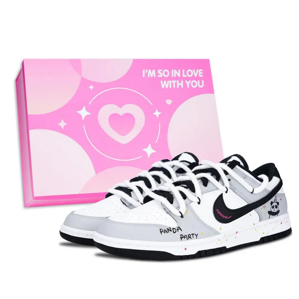 Nike Dunk Black White, Party Abrasion Resistant Low top Skateboard Shoes Unisex Gray