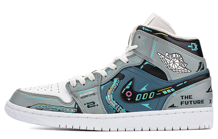 Jordan Air Jordan 1 Mid Top Vintage Basketball Shoes Men's Gaming Gray