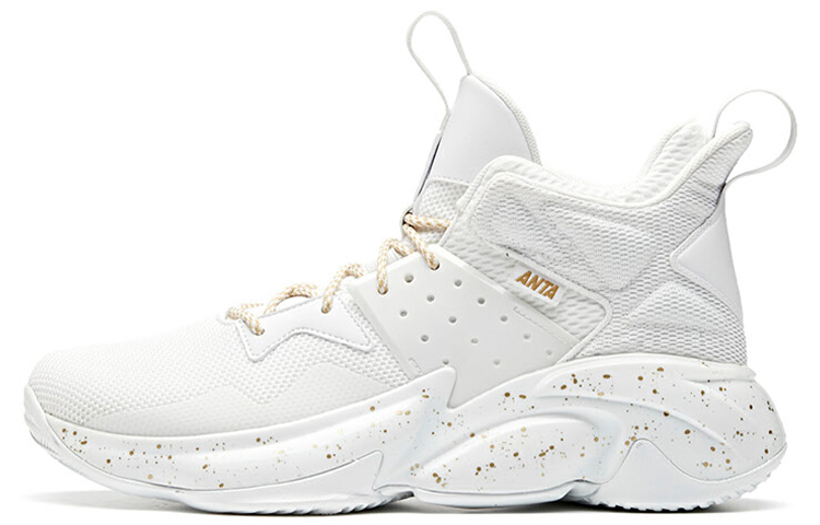 Anta Deep Sea 1 Cushioned Slip-Resistant Abrasion-Resistant Mid-Top Basketball Shoes Men's White